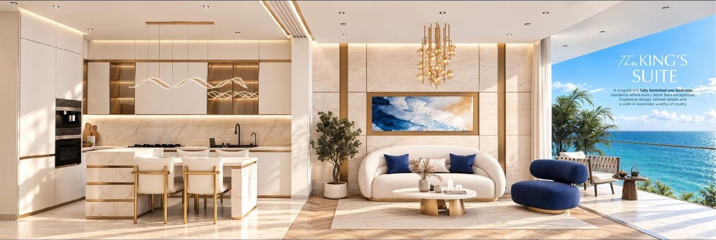 The King’s Suite, a furnished one-bedroom residence (developer rendering)