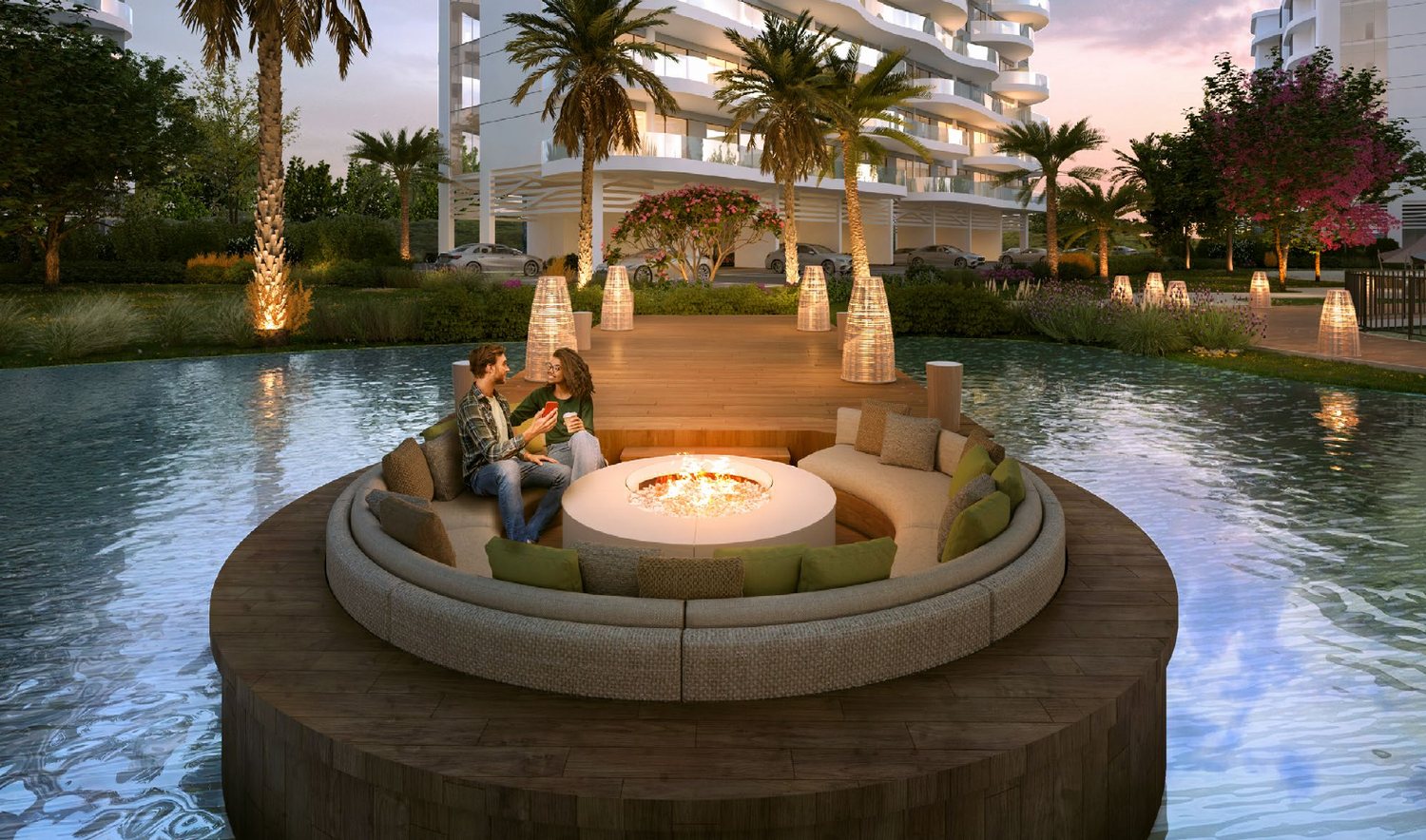 Lagoon fire-pit lounge (developer rendering)